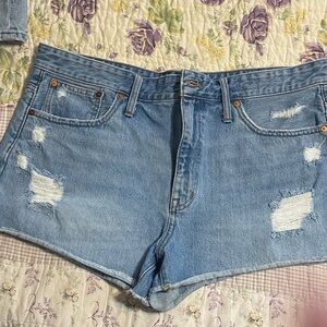 Madewell Classic Blue Distressed Jean Shorts